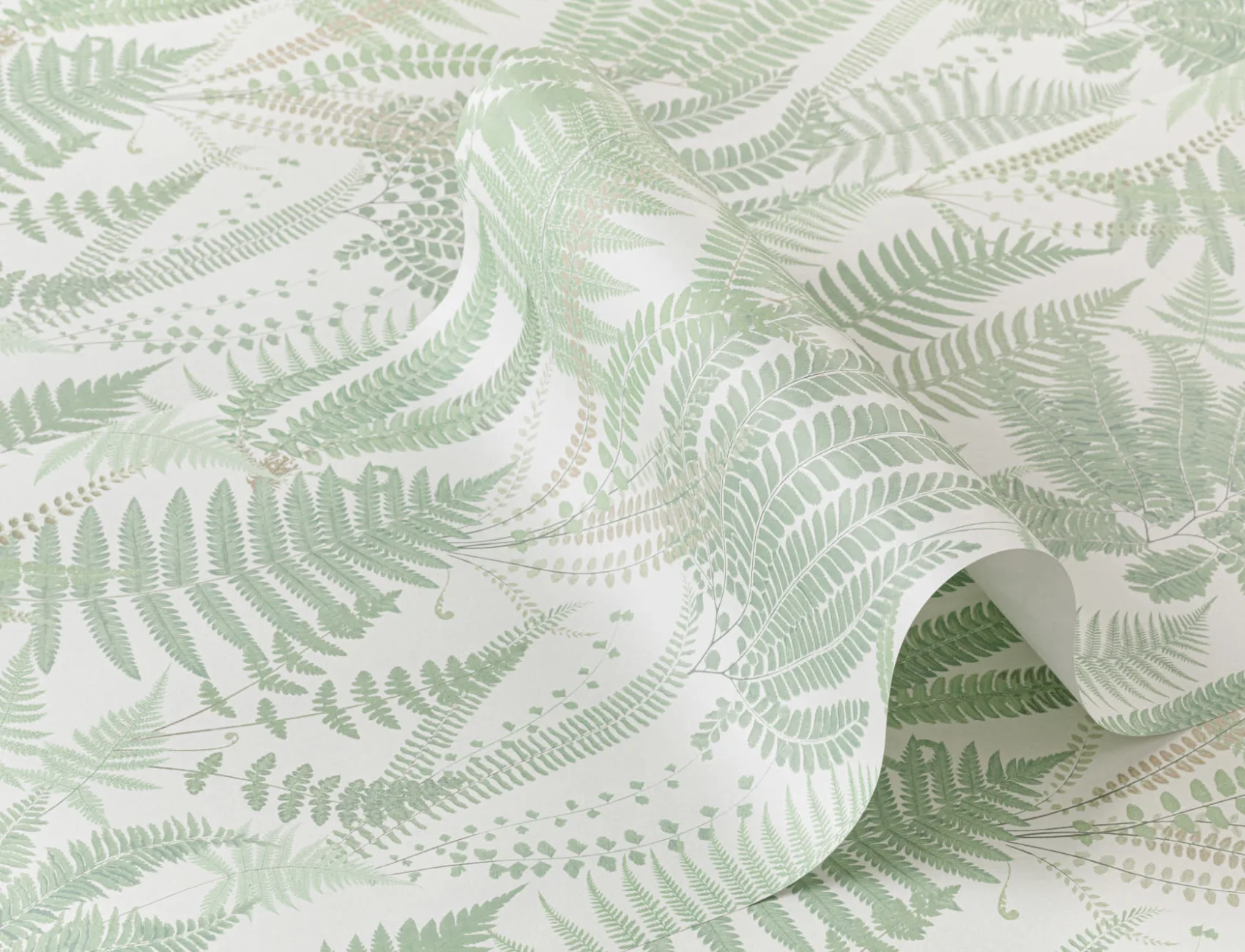 Green Vintage Fern Leaf Illustrations Repeat Pattern Wallpaper