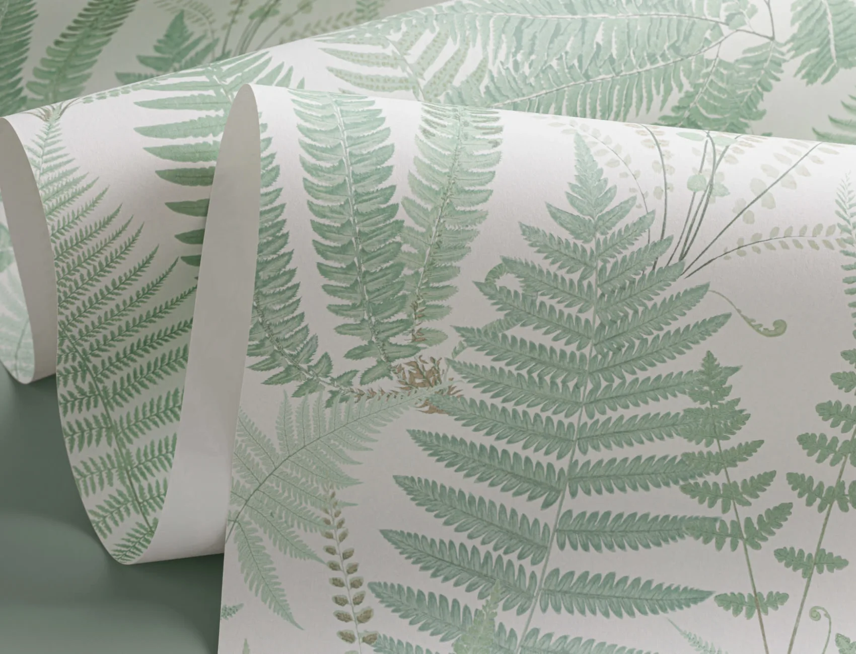 Green Vintage Fern Leaf Illustrations Repeat Pattern Wallpaper