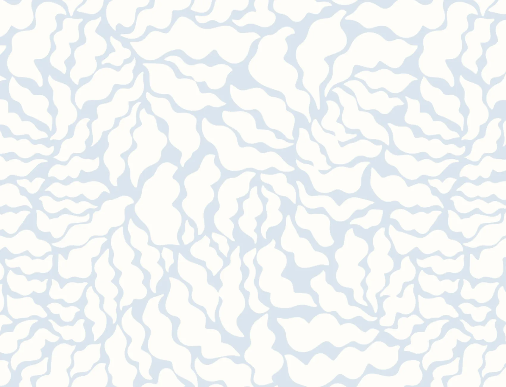 Sky Blue and Cream Abstract Botanical Repeat Pattern Wallpaper