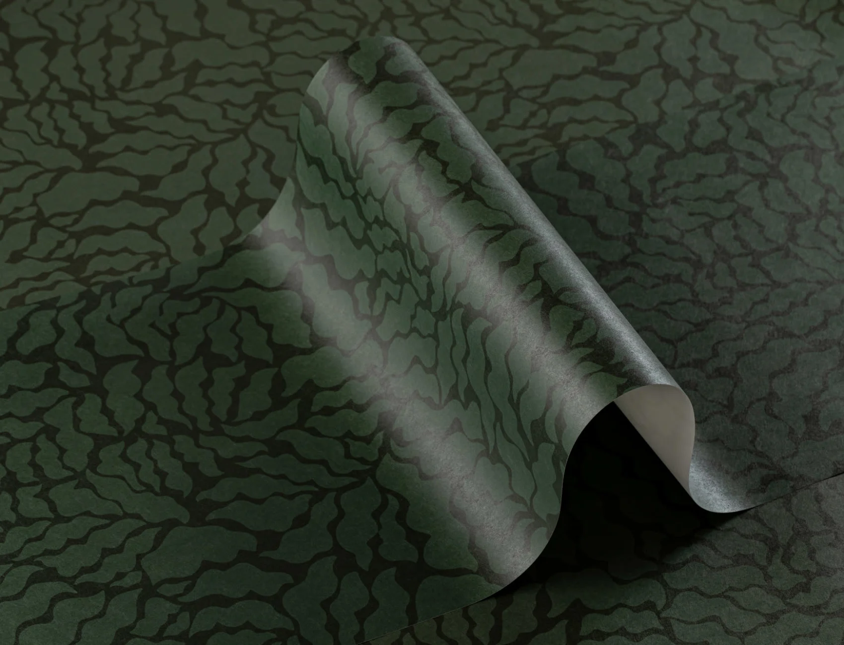 Dark Green Abstract Botanical Repeat Pattern Wallpaper