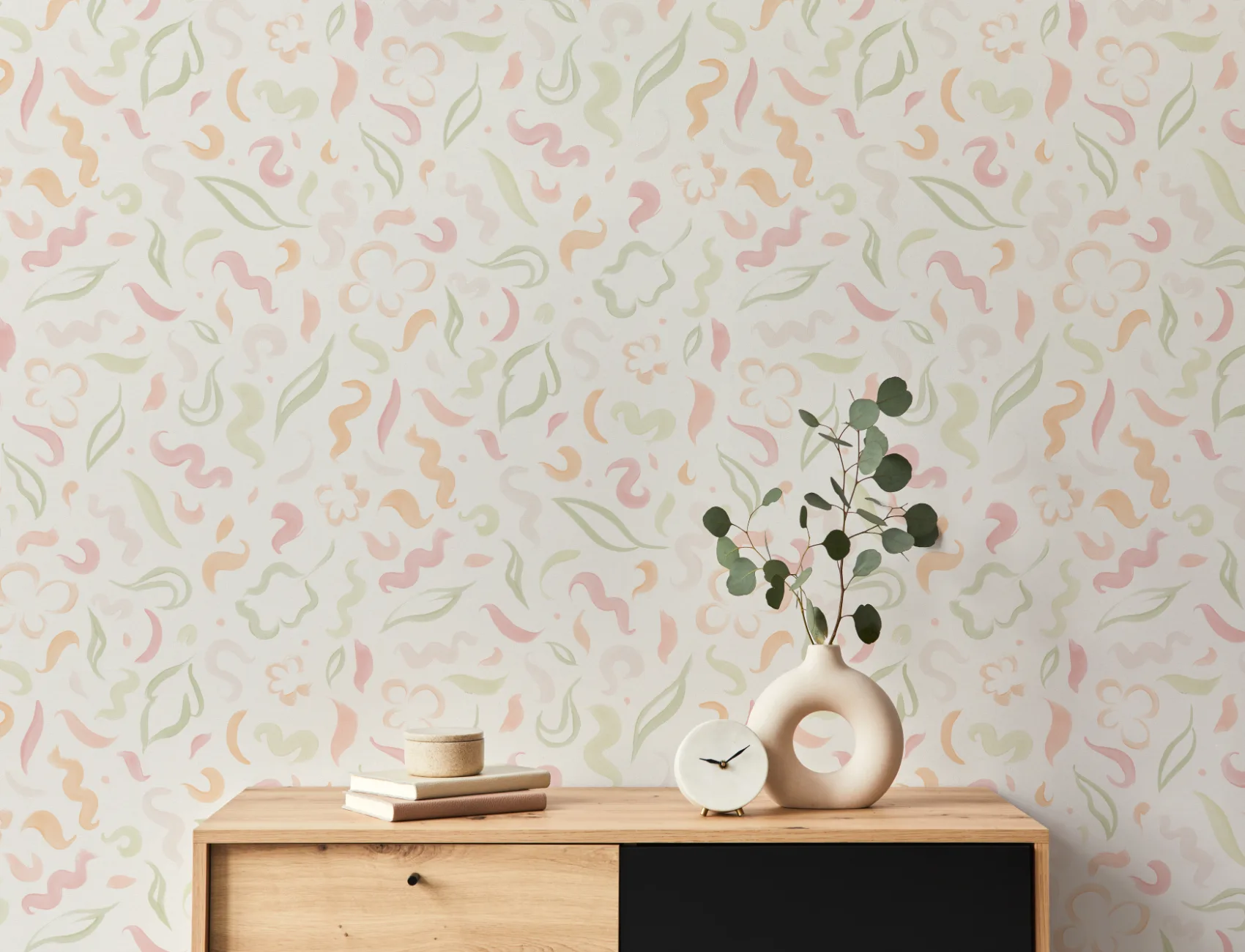 Wallpaper Folhagem Abstrata Rosa Folhas