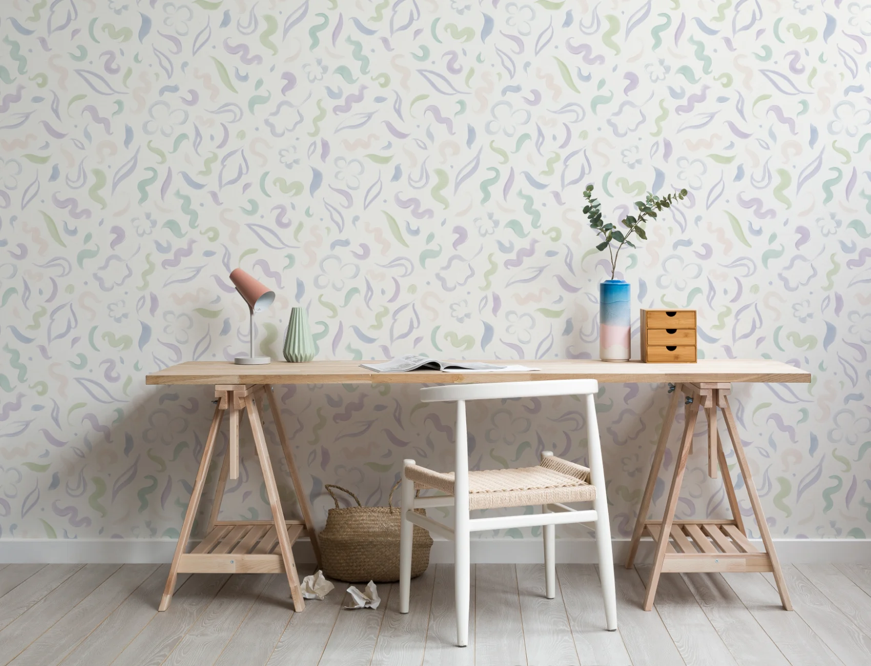 Lilac Abstract Foliage Leaves Wallpaper