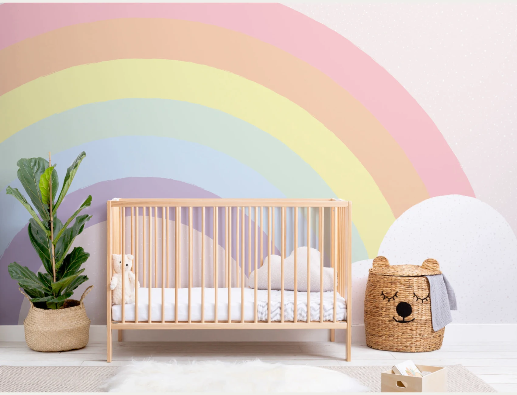 Kids Pastel Rainbow Mural Wallpaper