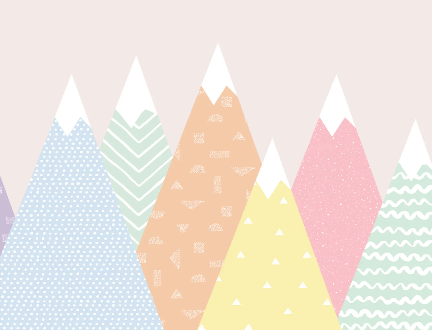 Mural de papel de parede das montanhas com padrões pastel para crianças