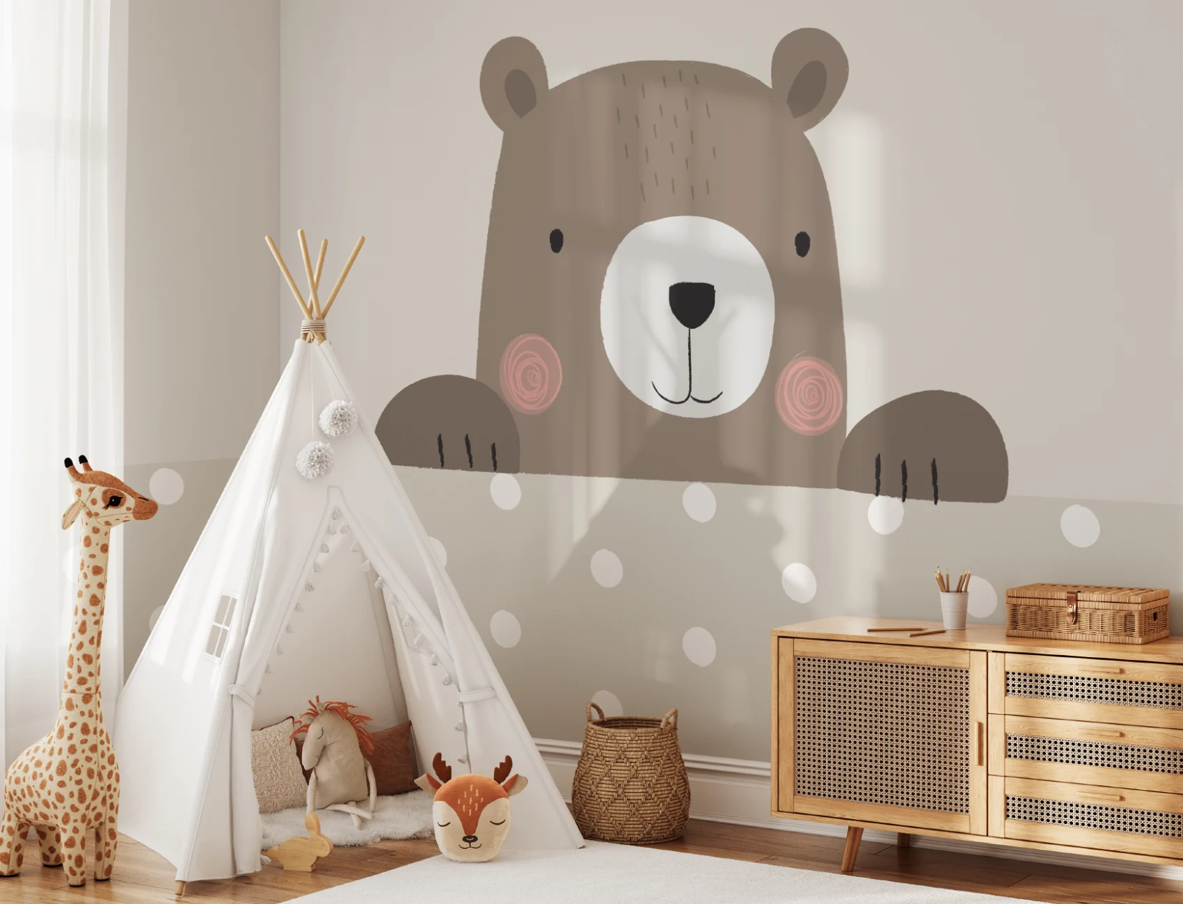 Peek-a-Boo Bernie Bear Wallpaper Mural