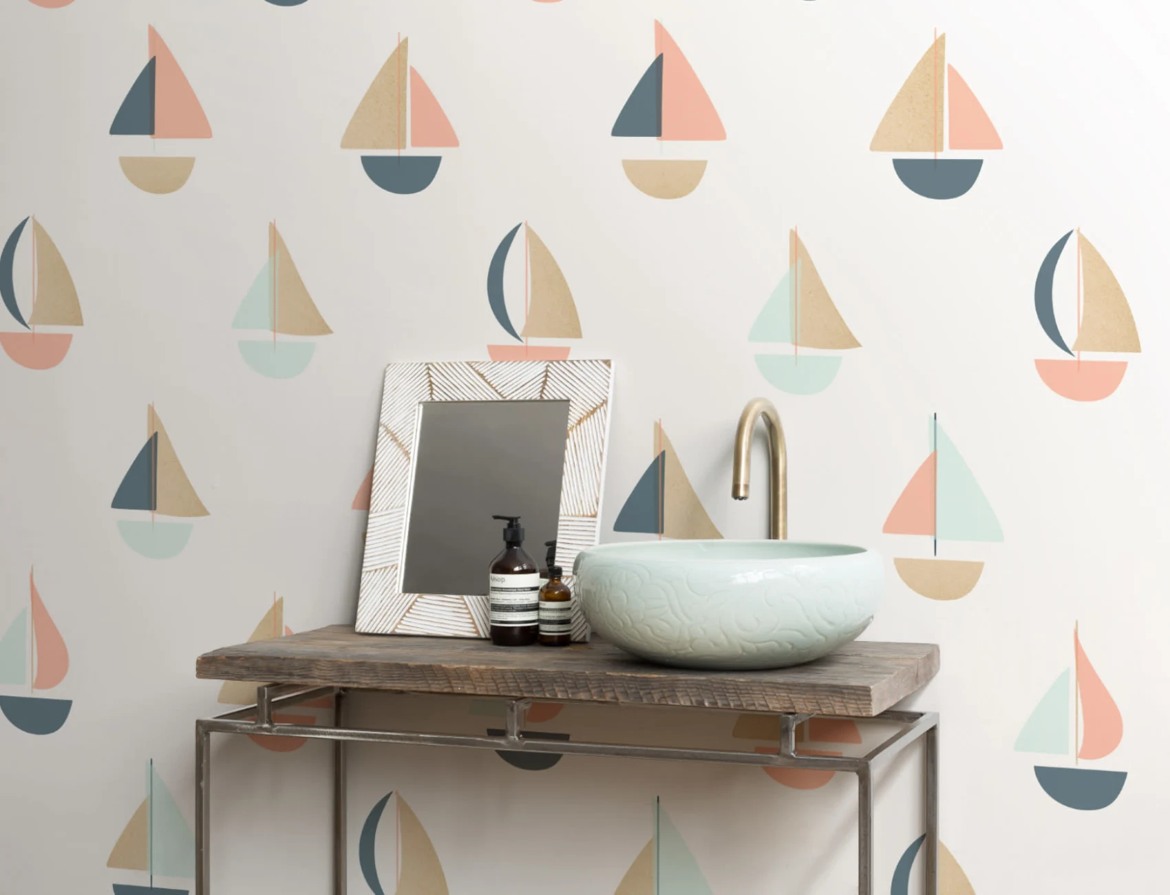 Kleine boot behang muurschildering