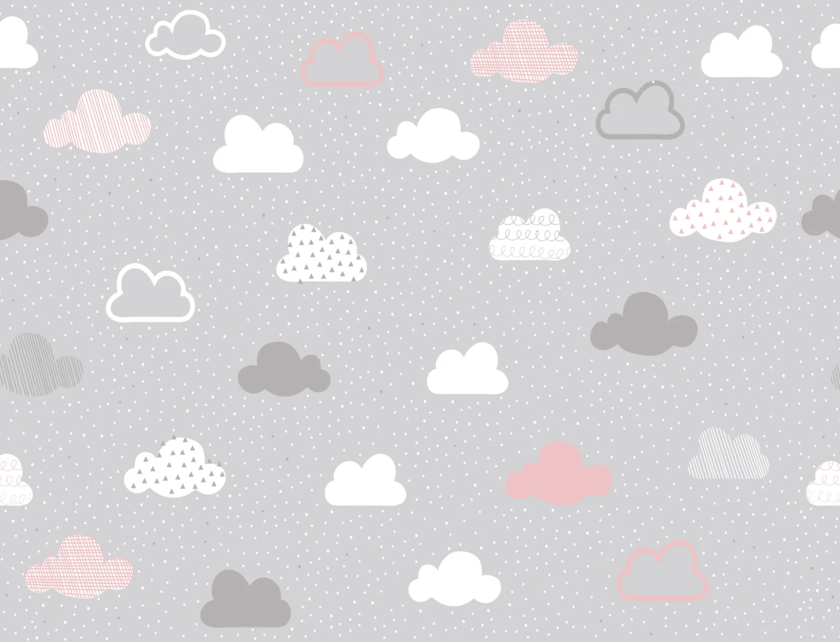 Pink & Gray Clouds Pattern Wallpaper Mural