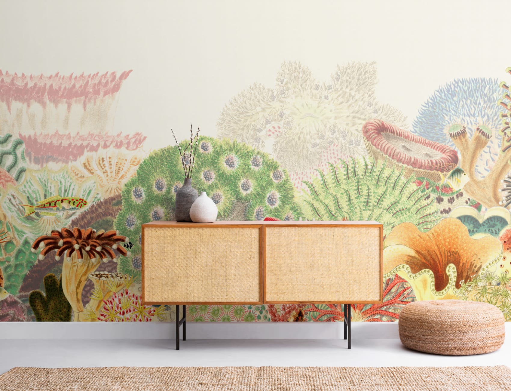 Fargerike vintage illustrasjoner Coral Reef fototapet