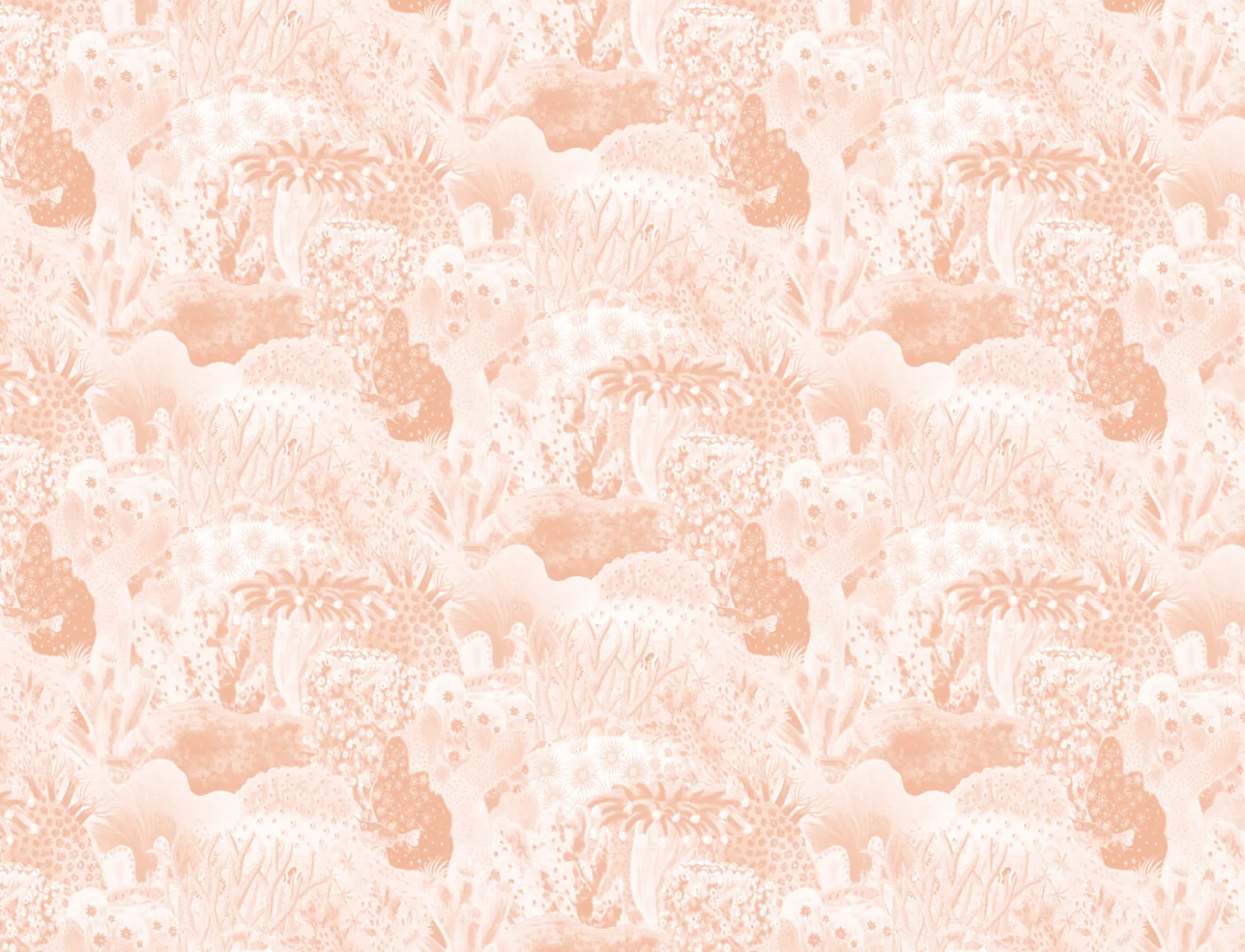 Peach Vintage Illustrations Marine Life Wallpaper