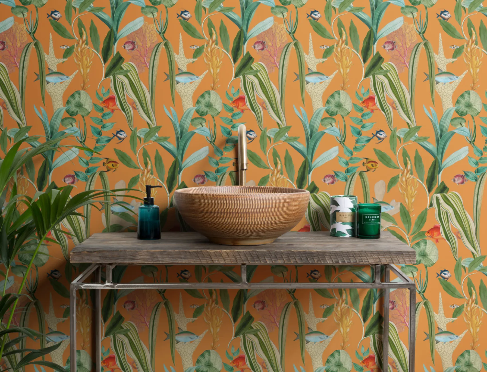 Oranje Vis & Planten Kustbehang