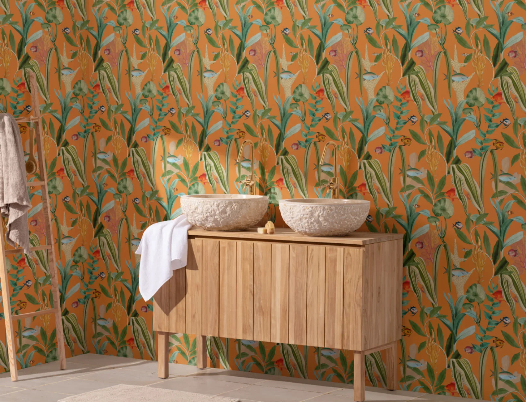 Oranje Vis & Planten Kustbehang