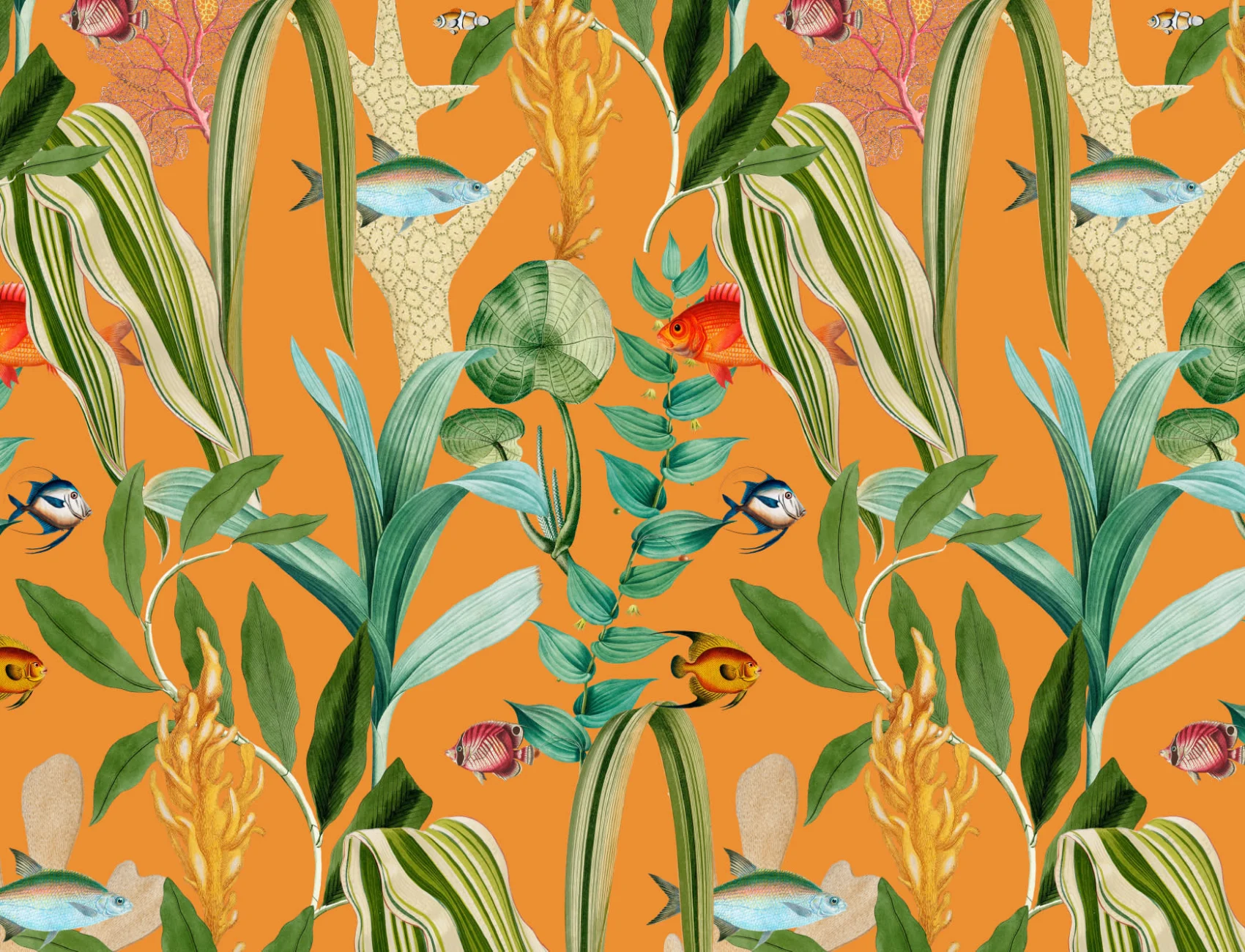 Oranje Vis & Planten Kustbehang