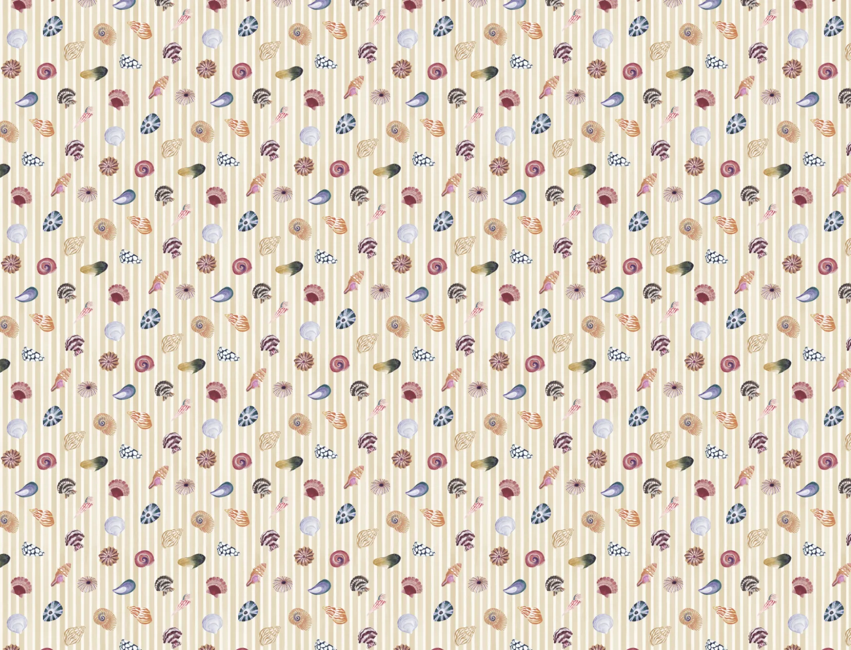 Yellow Nautical Shell Pattern Mural Decor Delight