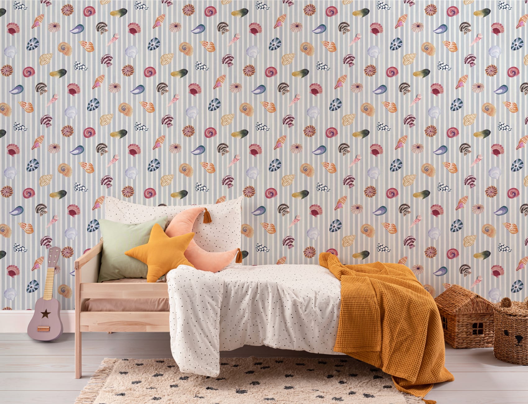 Multicolor Nautical Seashell Pattern Mural