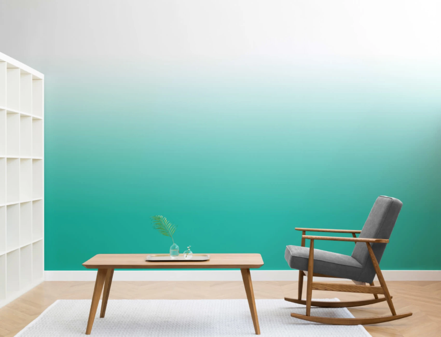 Turquoise Bright Color Ombre Wallpaper Mural