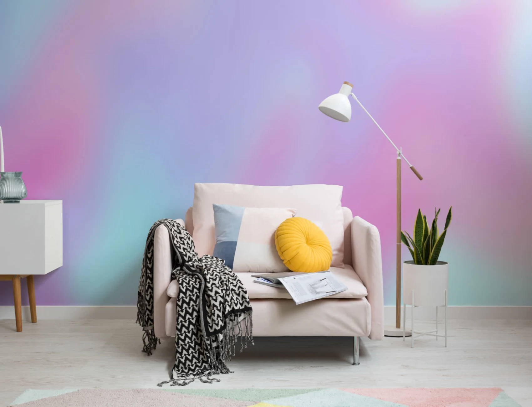 Blue & Pink Bright Gradient Wallpaper Mural