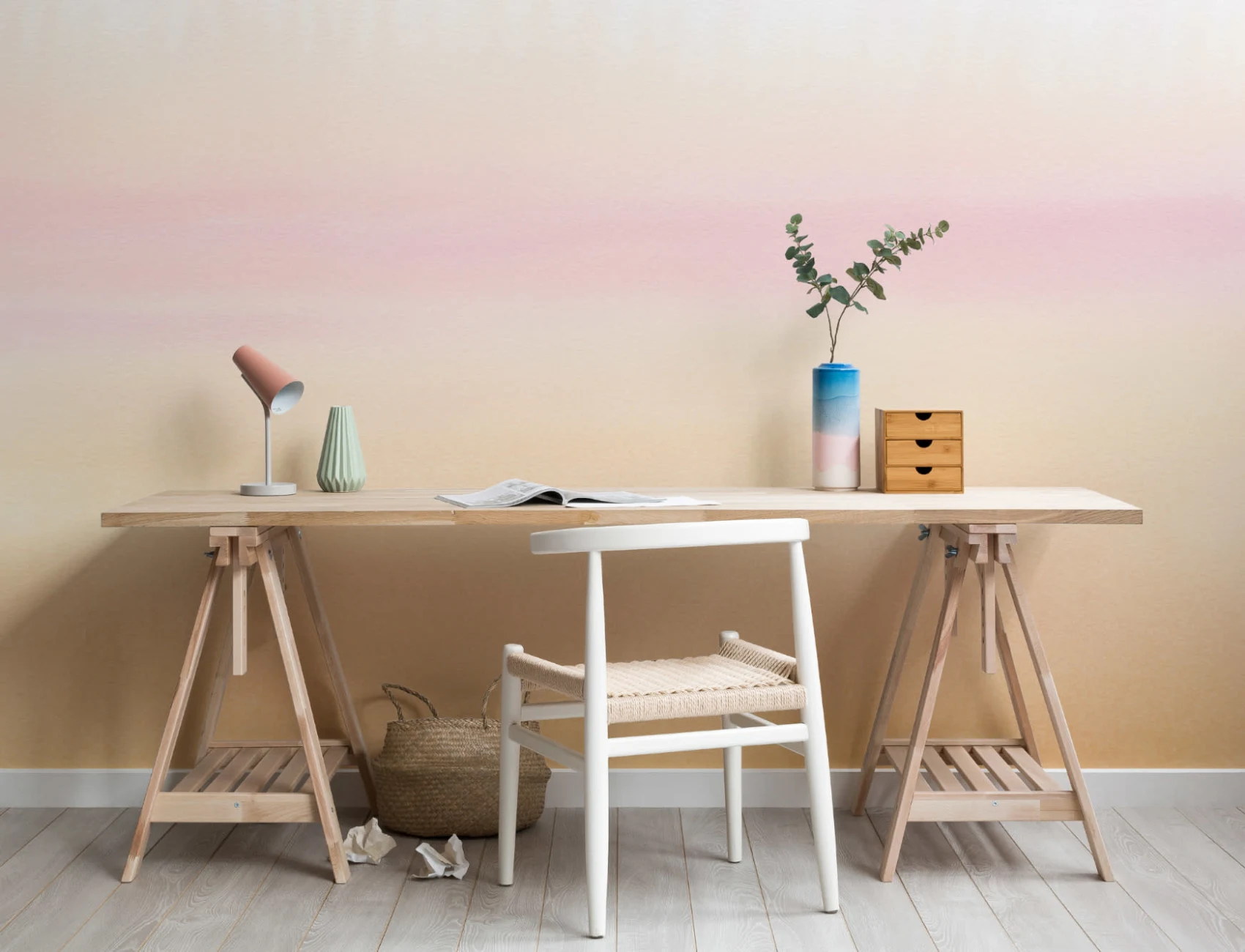 Sunset Tones Ombre Watercolor Wallpaper Mural
