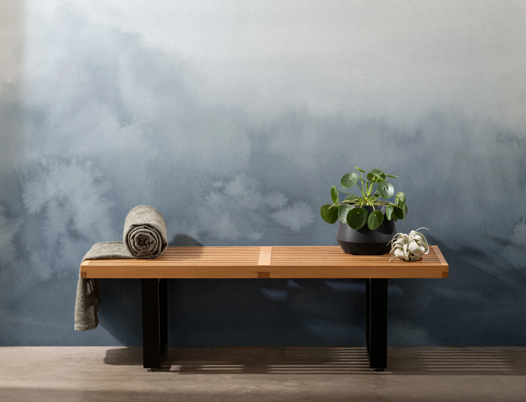 Blue Tones Ombre Fade Watercolor Wallpaper Mural