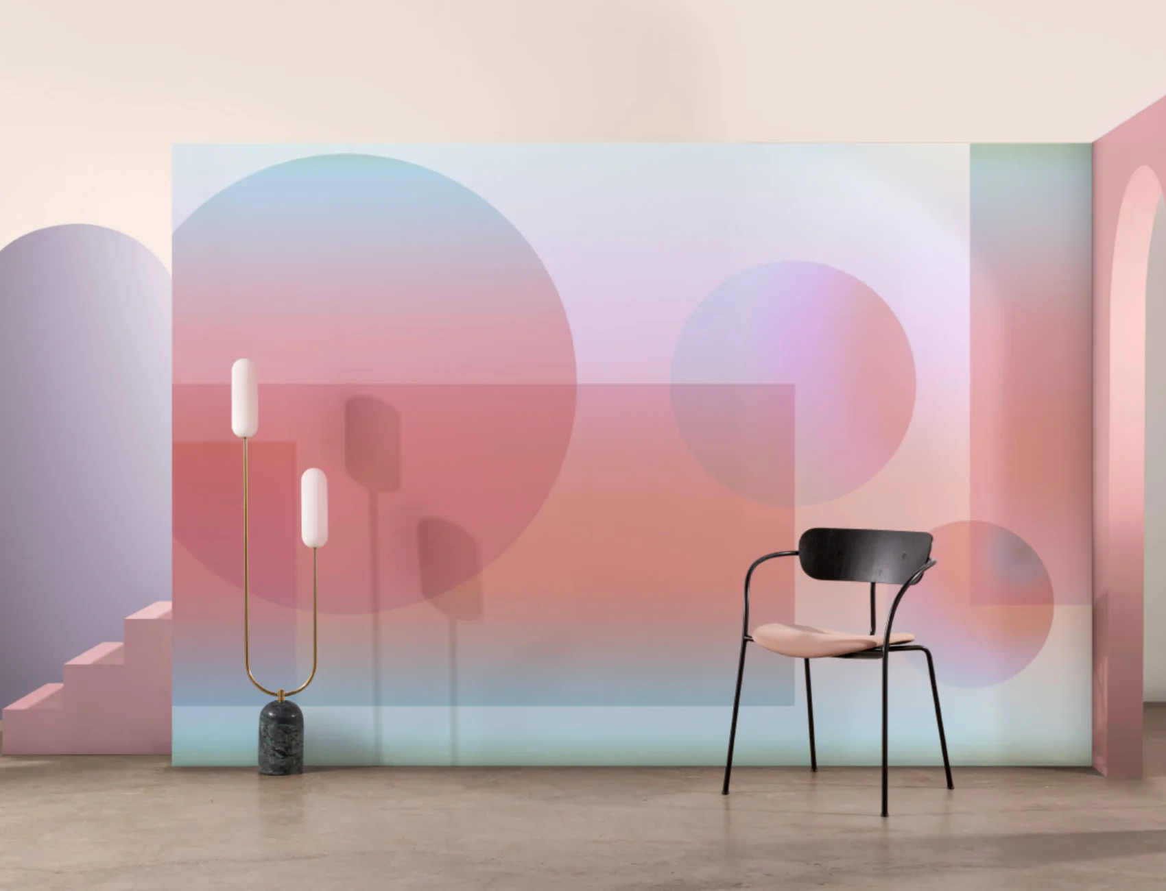 Multicolor Futuristic Geo Ombre Shapes Wall Mural