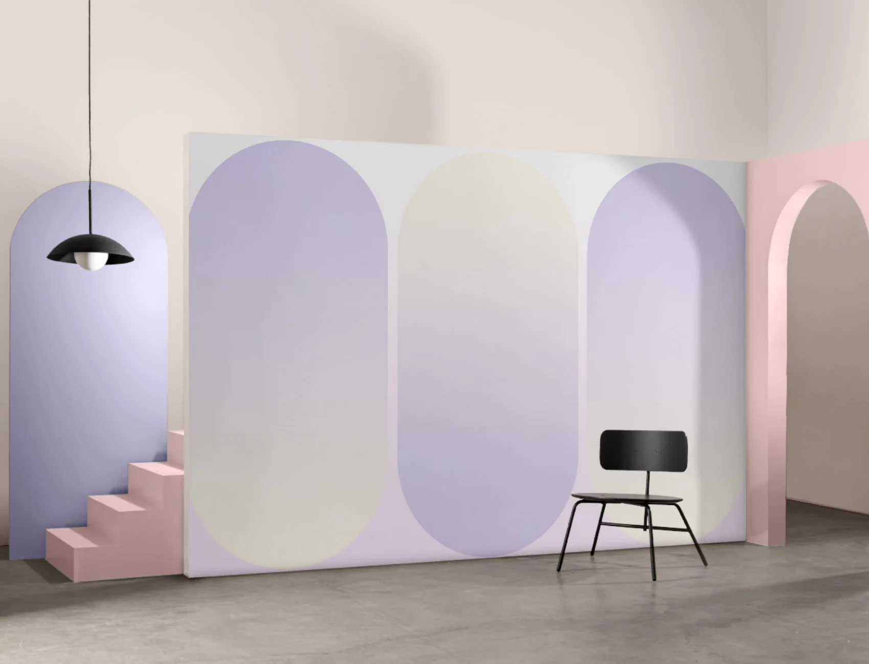 Purple Ombre Futuristic Pill Shapes Wall Mural
