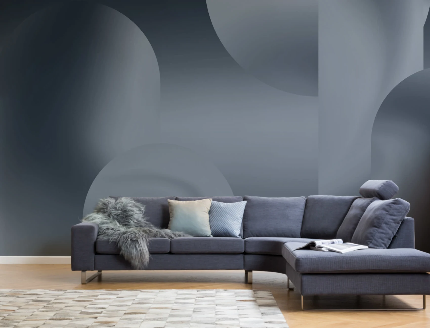 Black & Grey Ombre Abstract Shapes Wall Mural