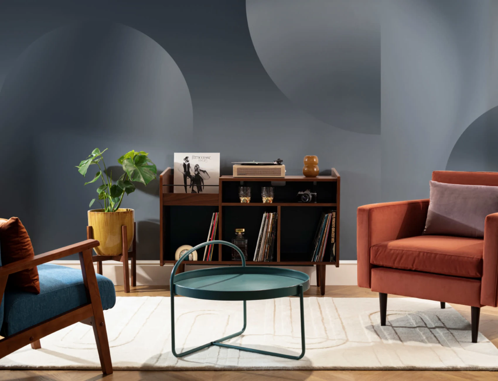 Black & Grey Ombre Abstract Shapes Wall Mural