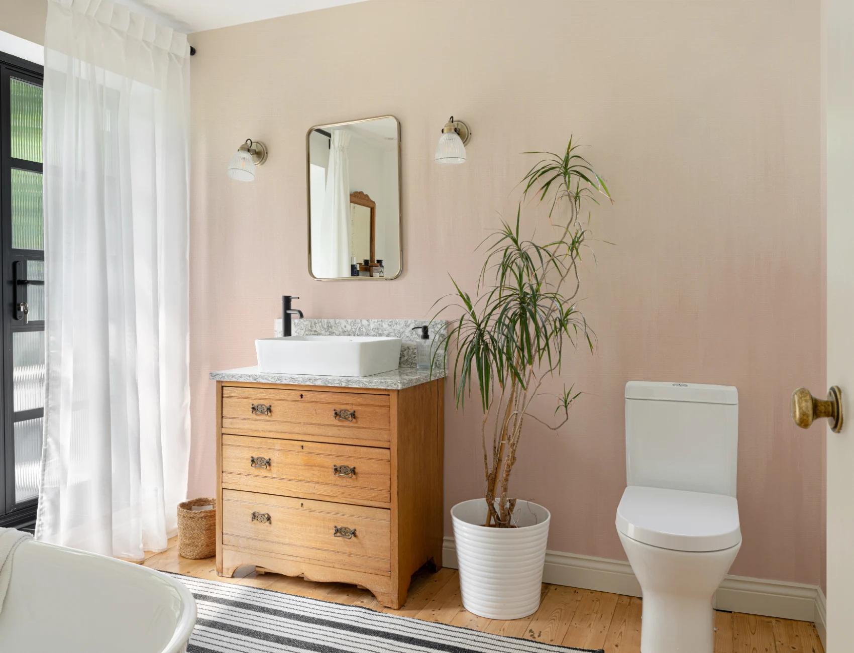 Soft Pink Gradient Abstract Mural For Serene Spaces
