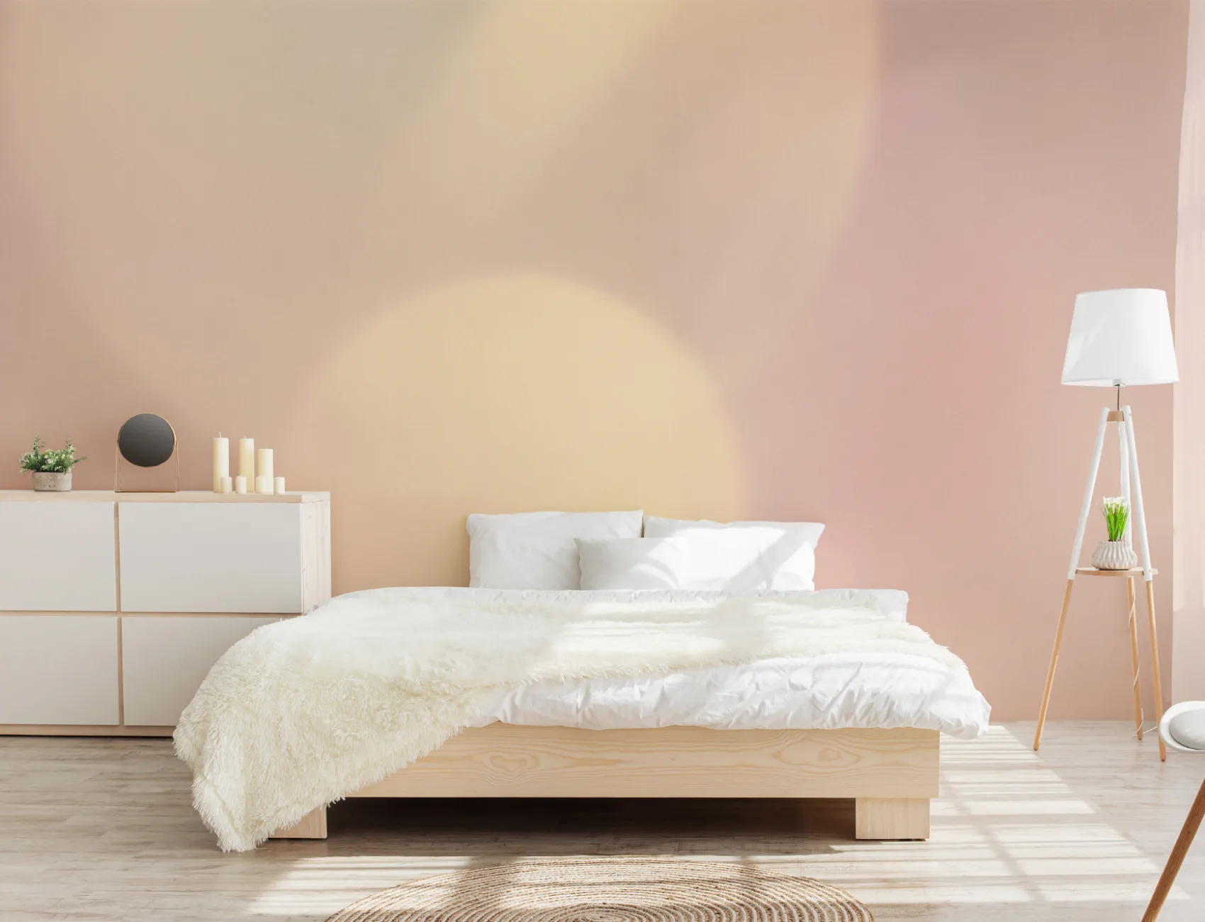Soft Blush Abstract Pastel Mural For Serene Vibes