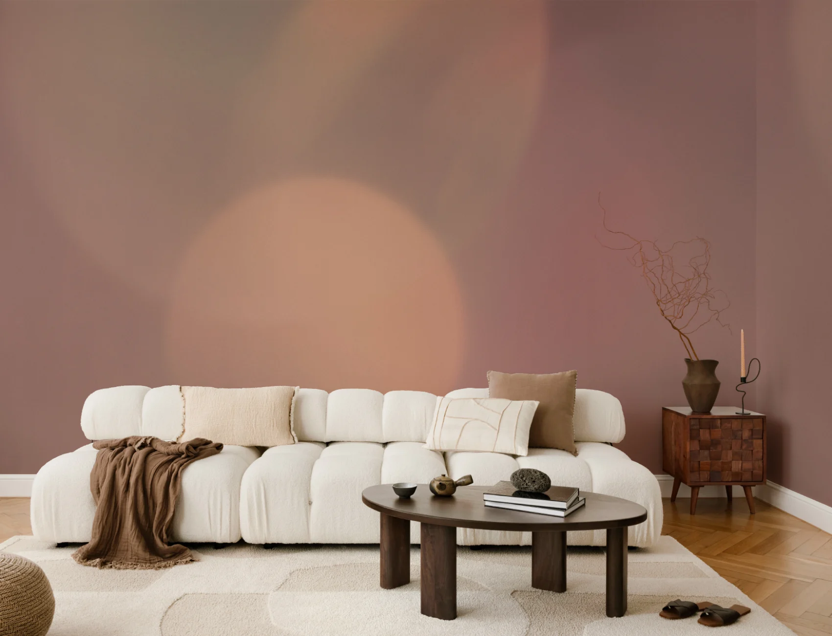 Dark Abstract Orbs Mood Multicolor Contemporary Mural