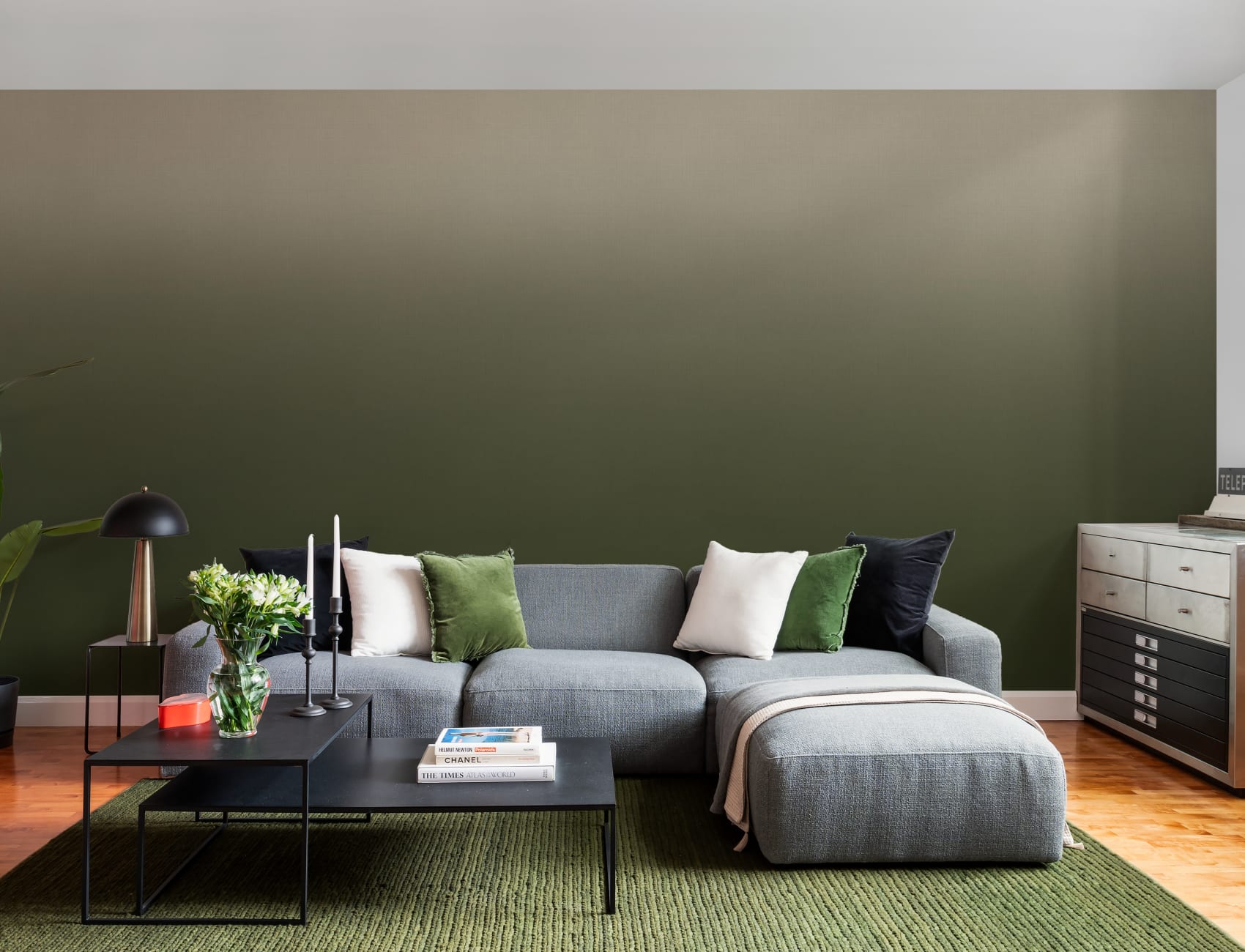 Green Gradient Textural Relaxed Sophistication Wall Mural