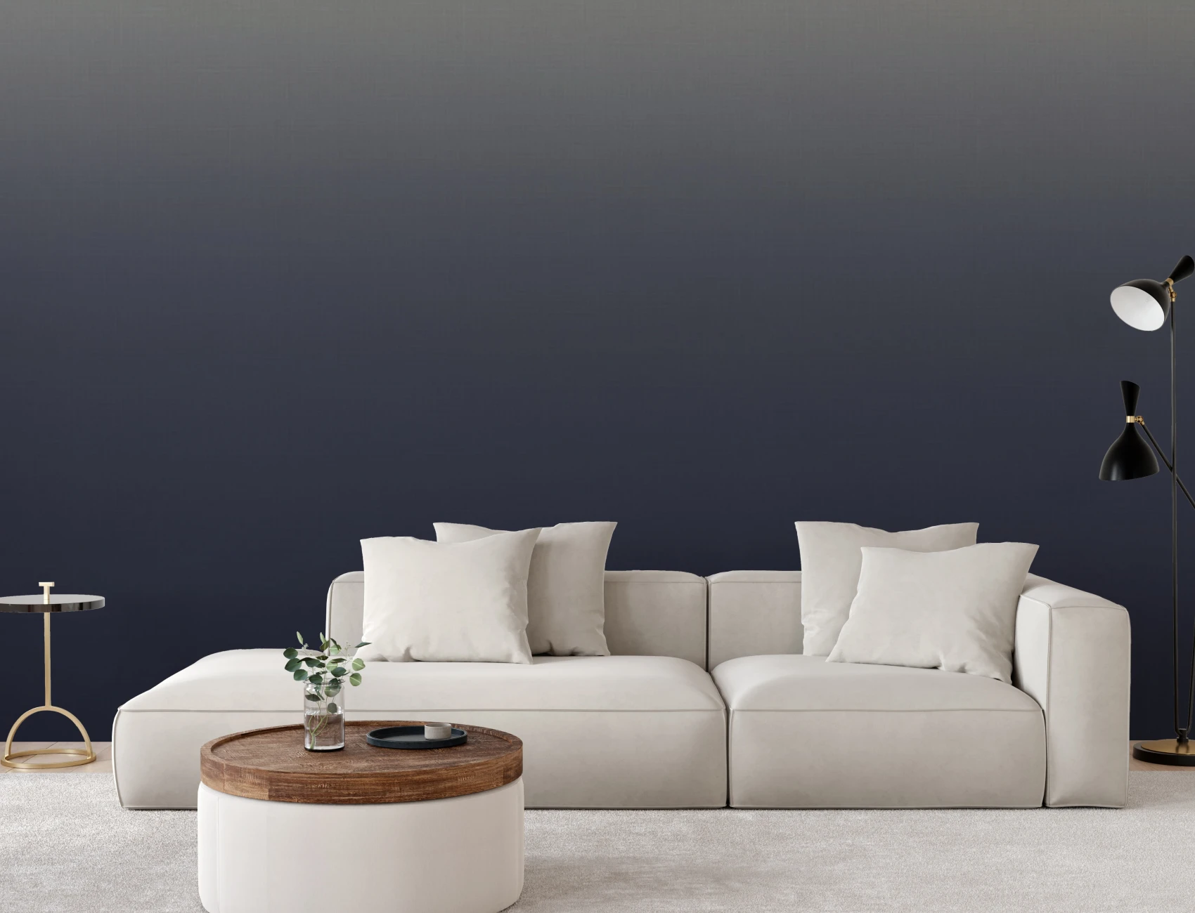 Mural de Parede Moderno Calmo com Gradiente Ombre Azul-marinho