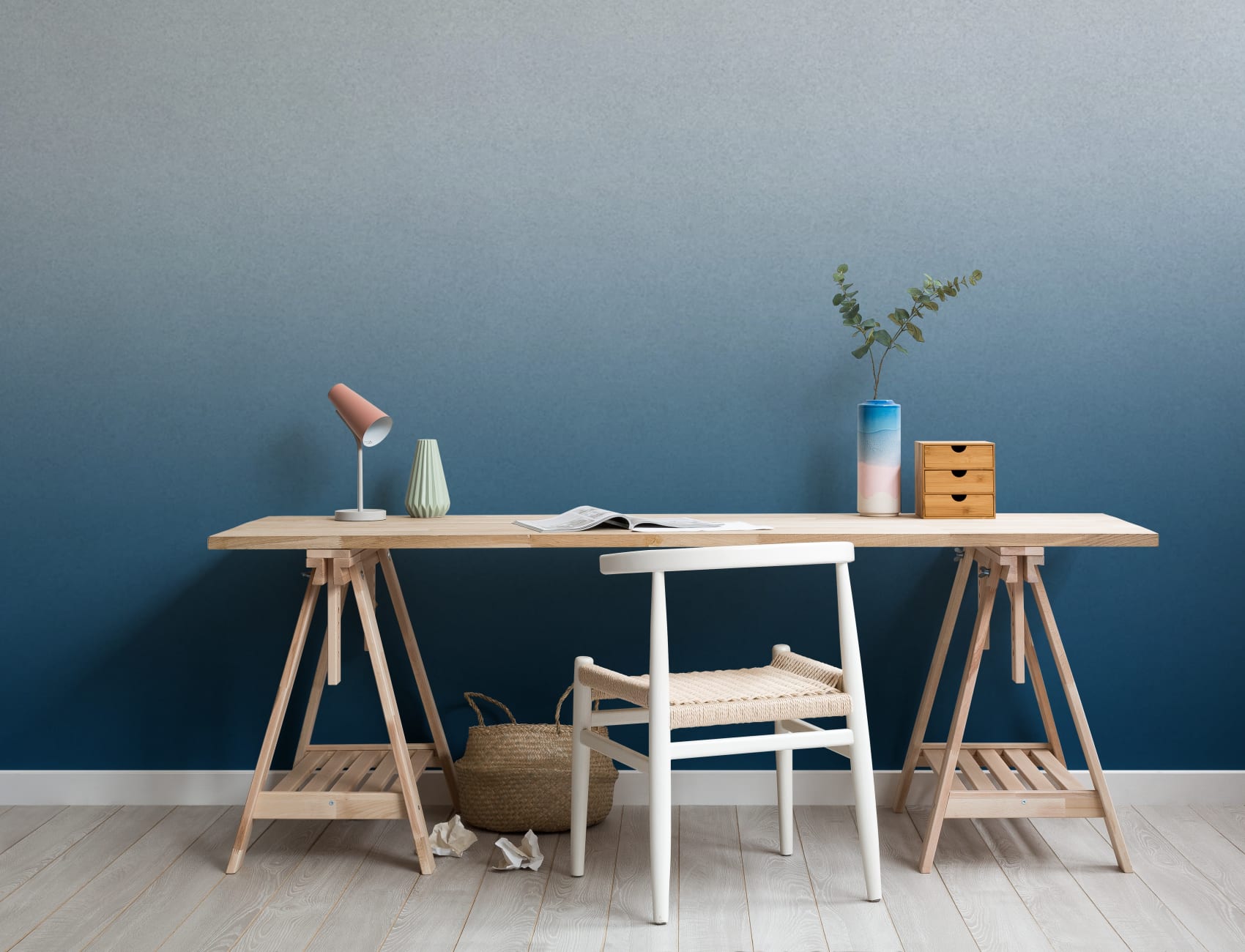 Blue Gradient Ombre Modern Art Mural