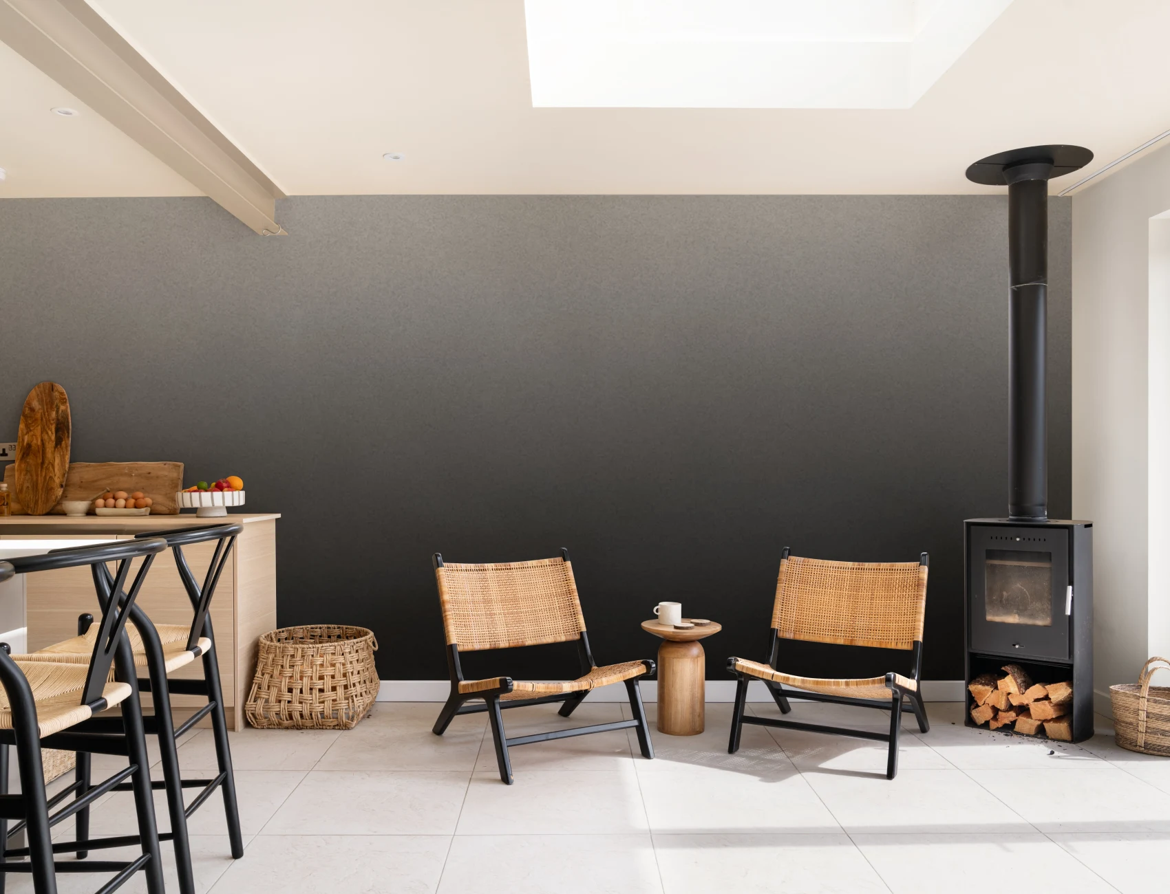 Murale tapet cu efect noir minimalist în degrade cărbune