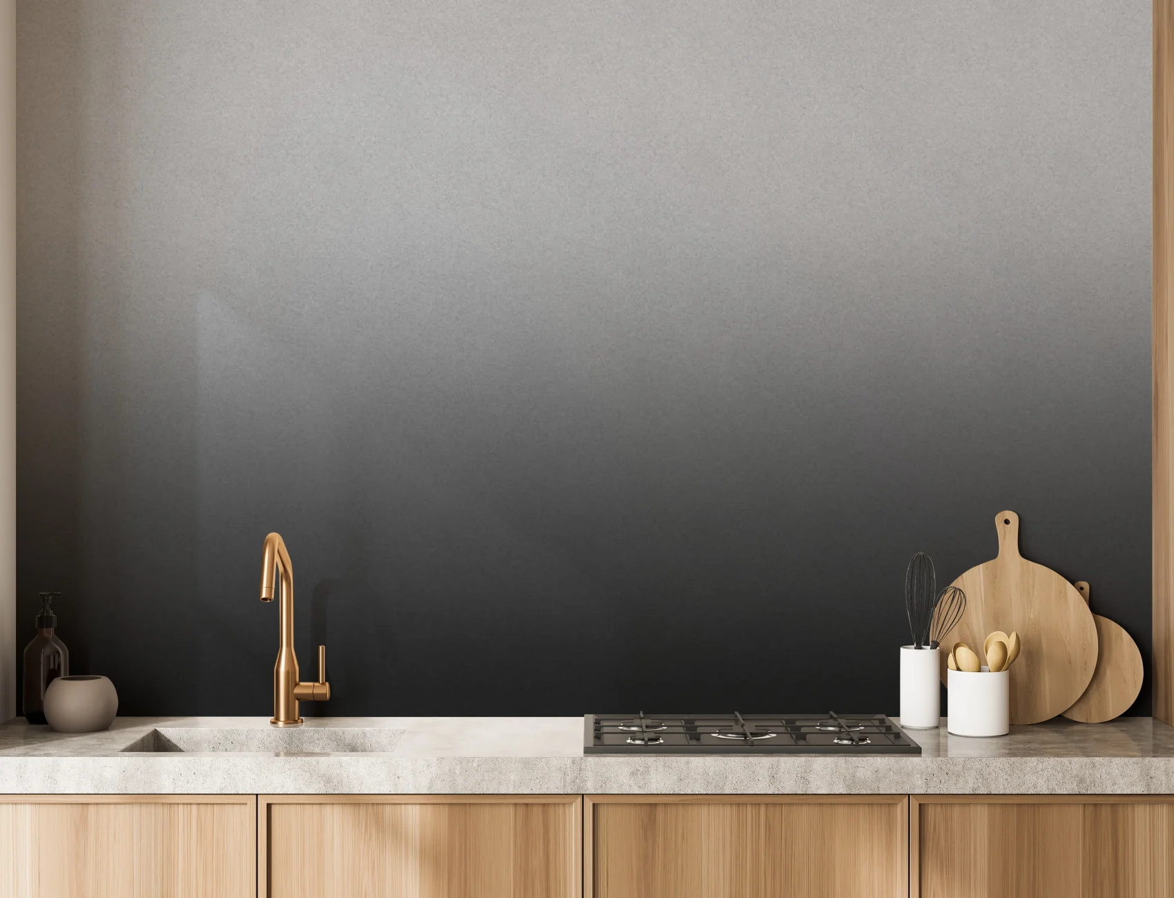 Murale tapet cu efect noir minimalist în degrade cărbune