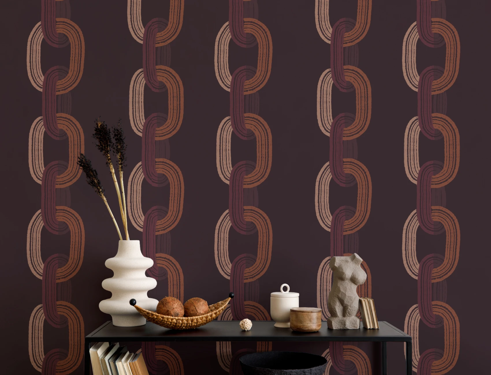 Papel pintado Oscuro Ilustrado con Cadenas