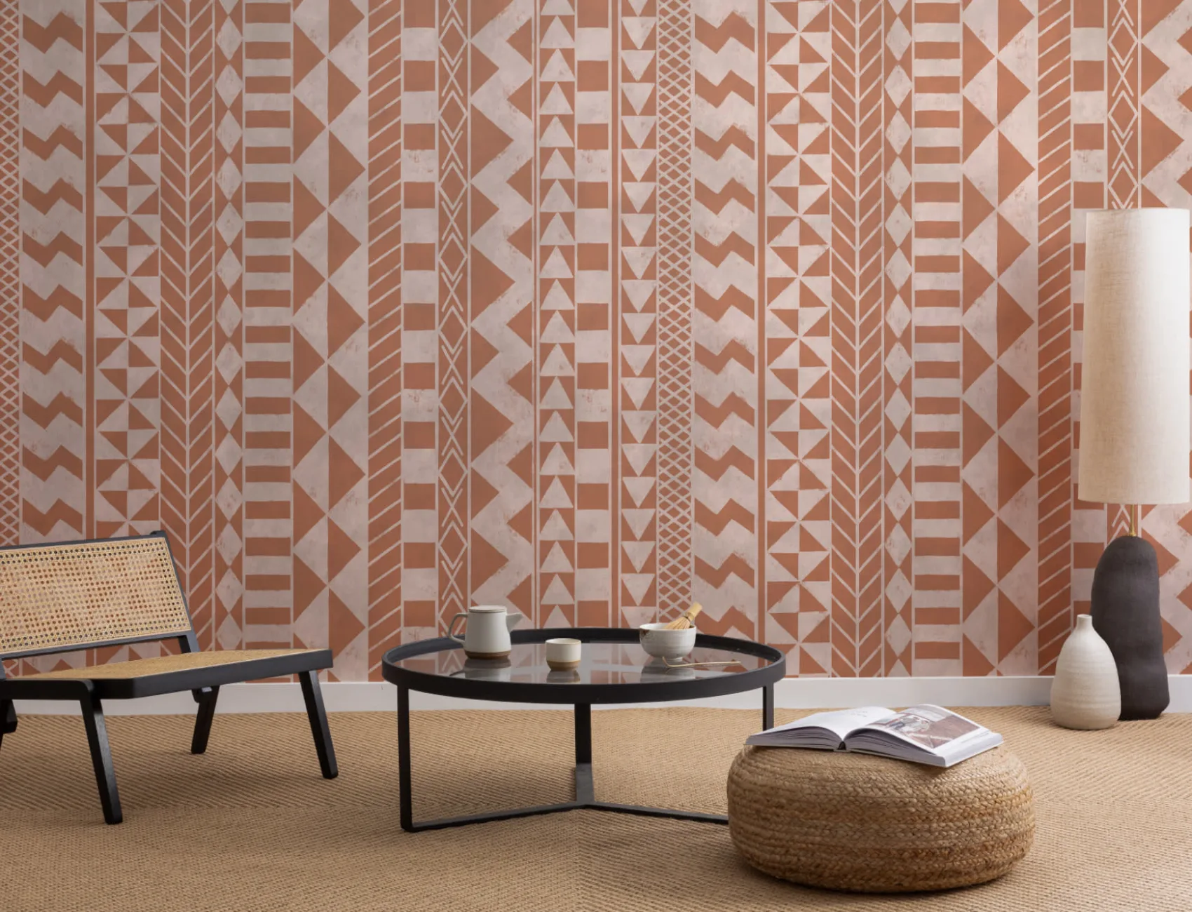Brown African Inspired Tribal Print Wallpaper Mural