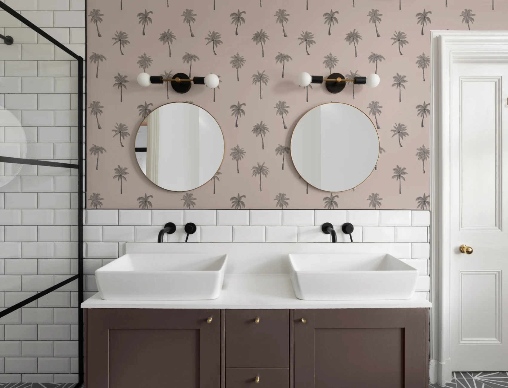 Minimalistisk rosa palmträd upprepa mönster tapet