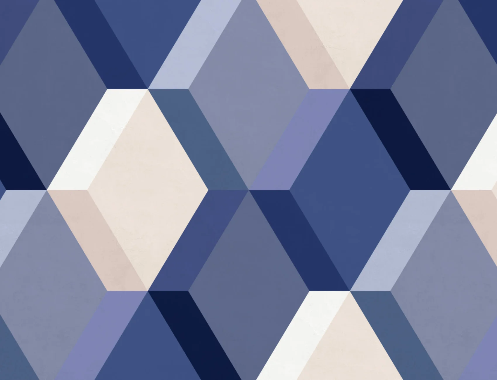 Papier Peint 3D avec Motif Imitation Carrelage Bleu et Blanc