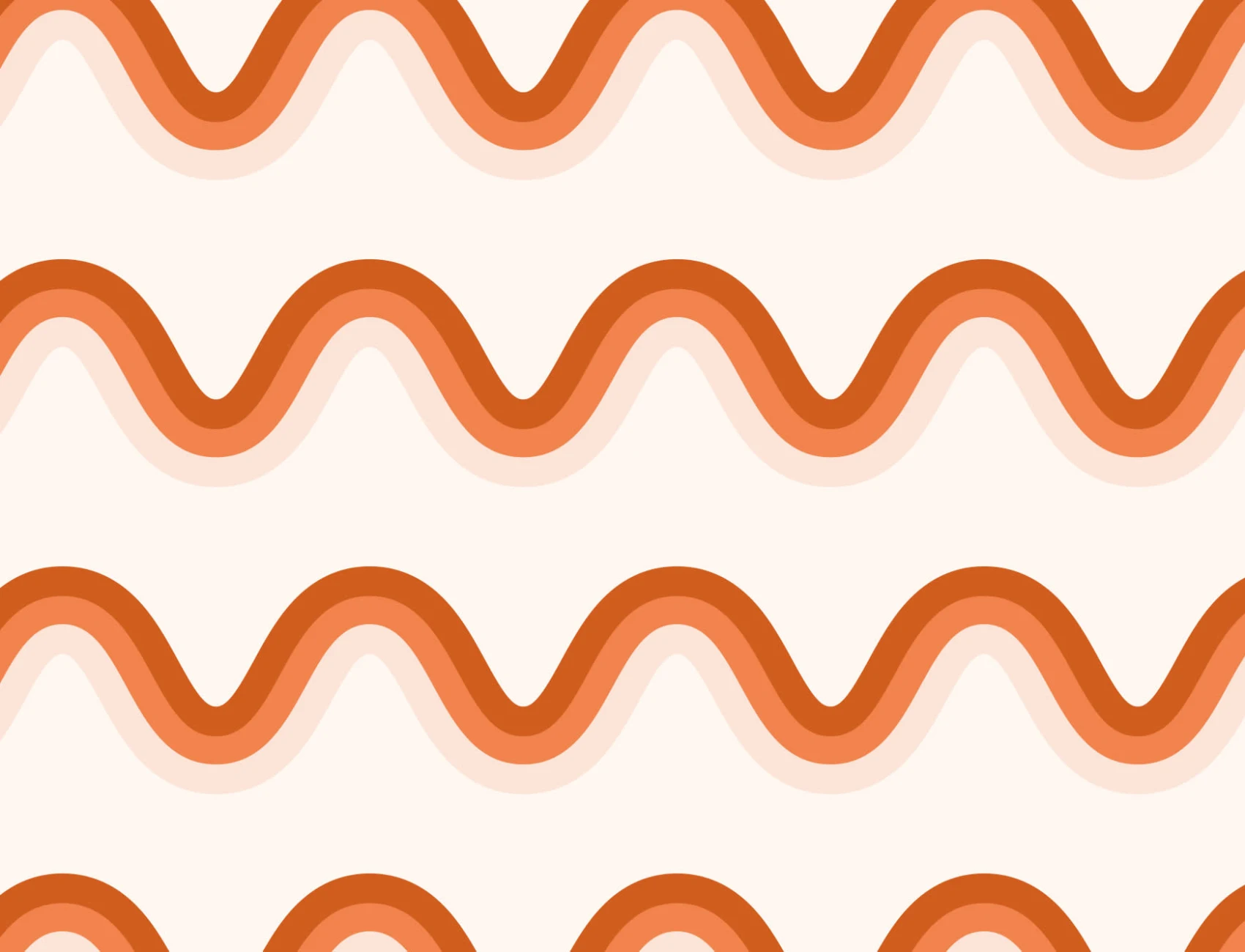 Papier Peint des Années 70 avec Vagues Orange