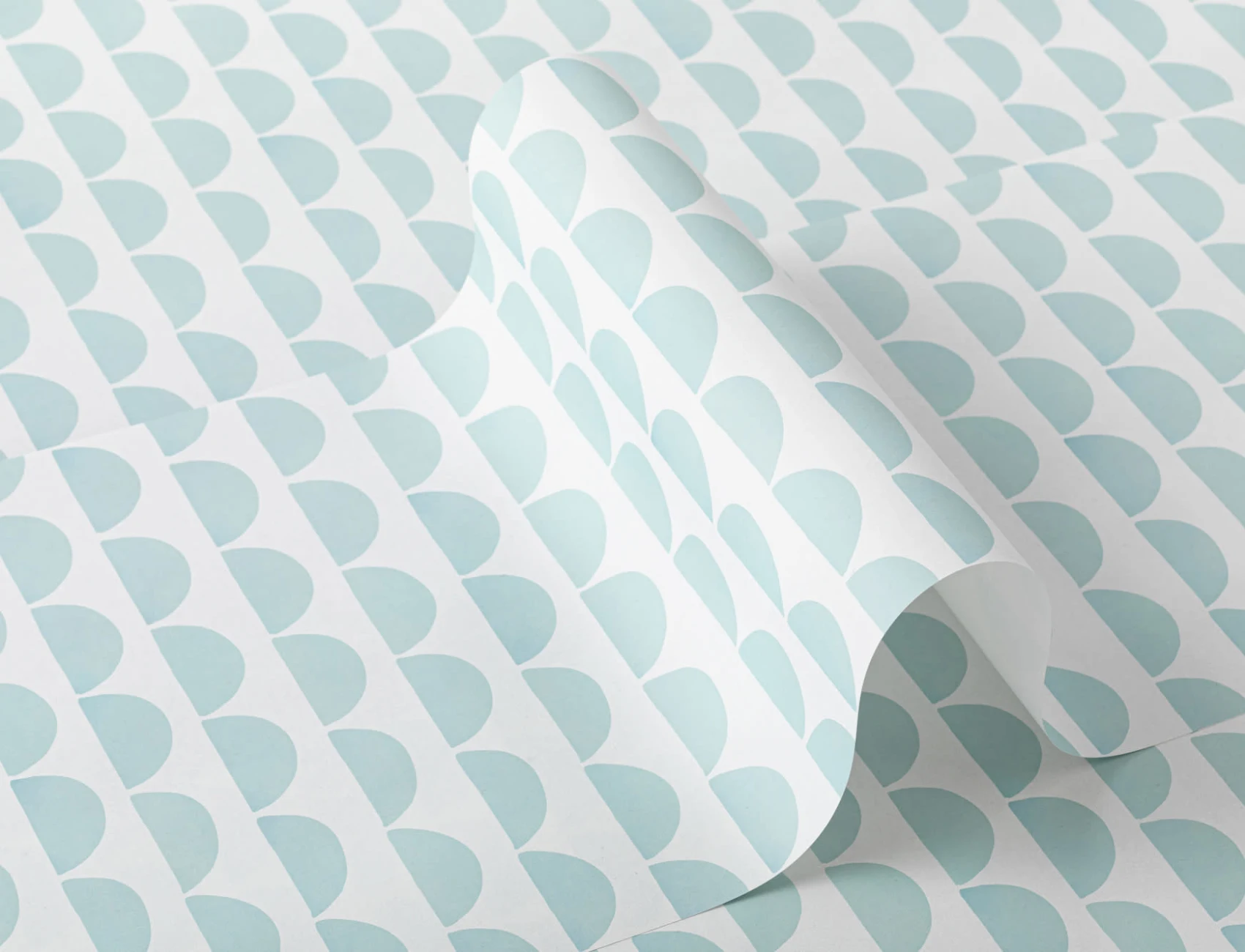 Blue Half Moon Repeat Pattern Wallpaper