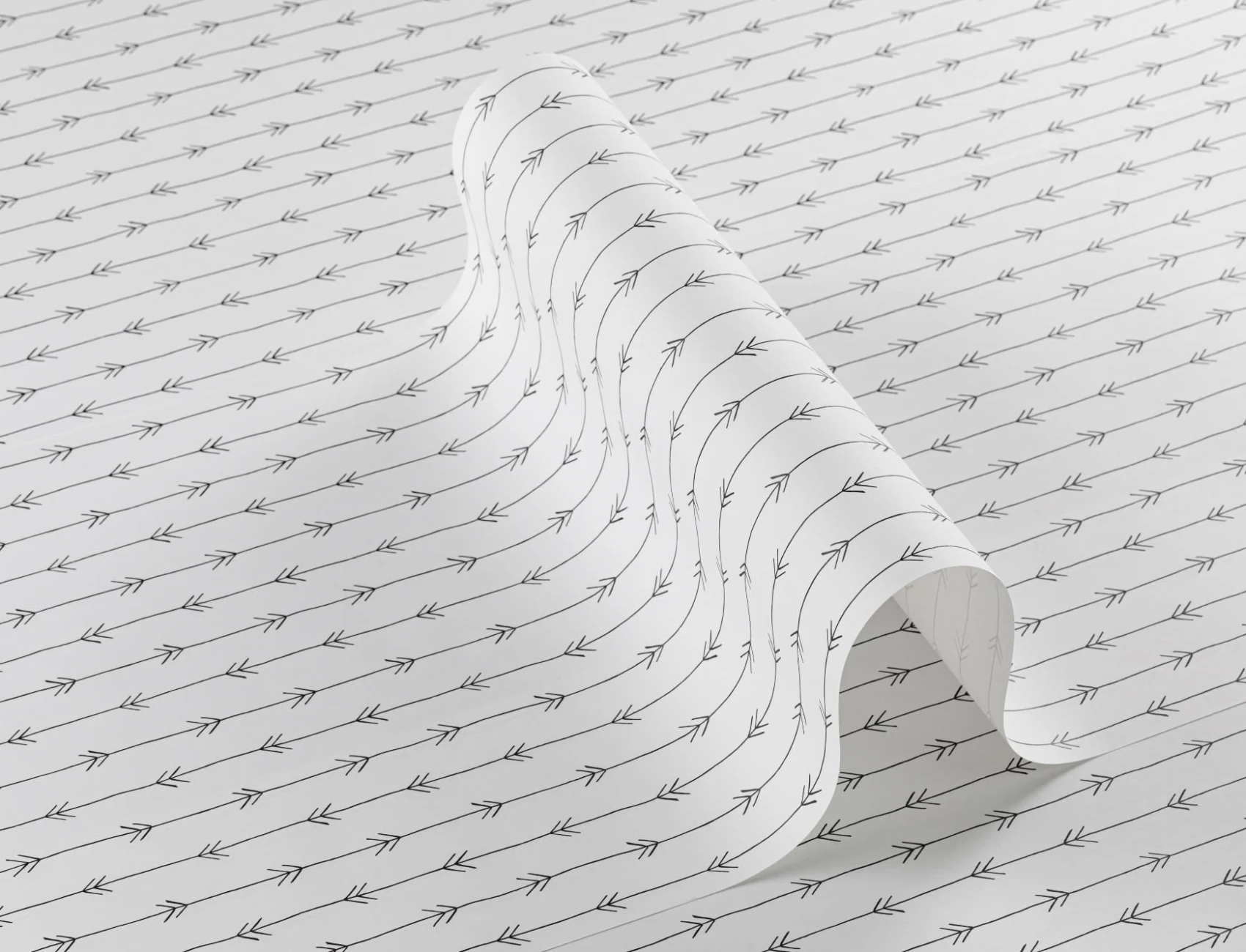 Papel de parede com padrão de repetição de impressão de setas em preto e branco