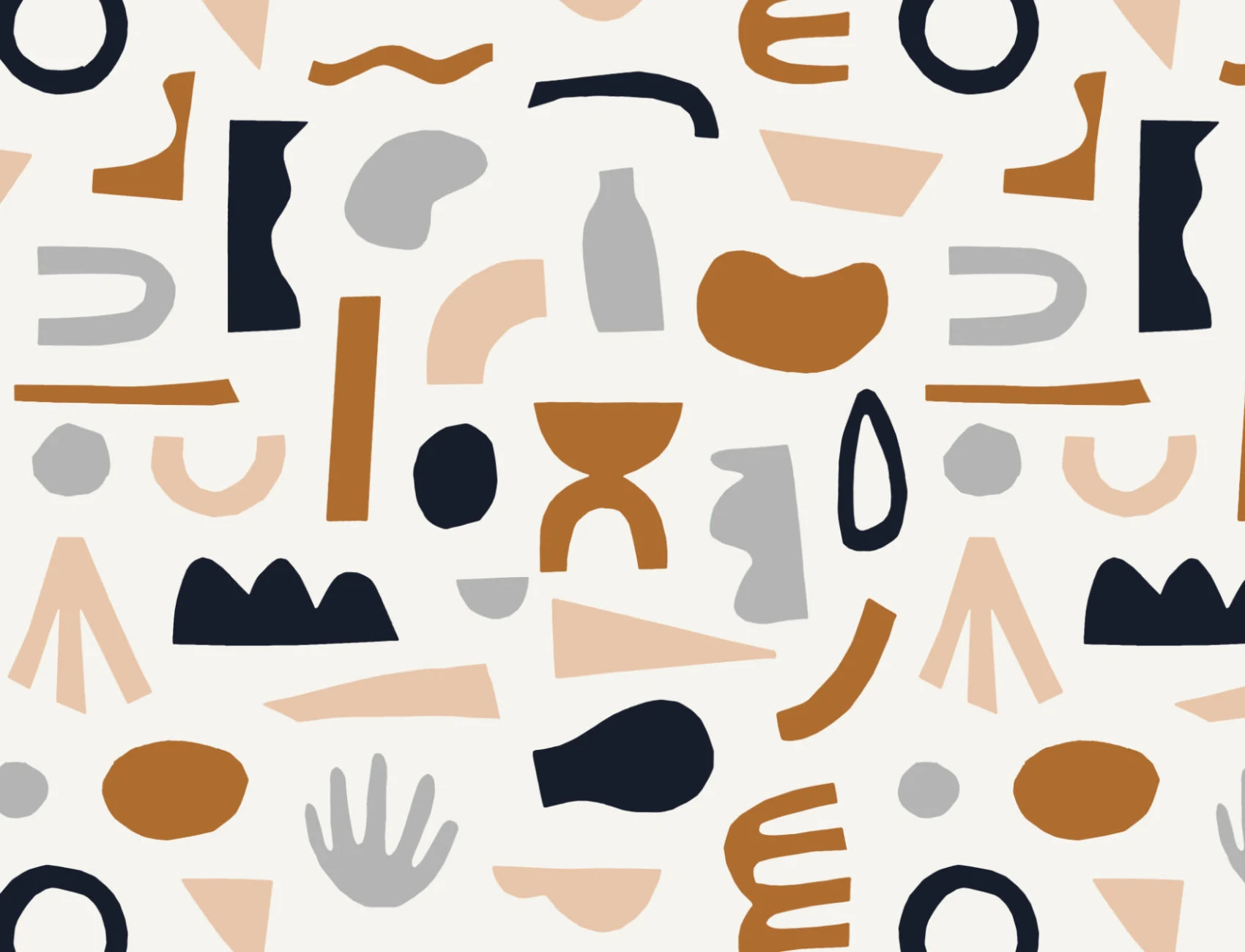 Papel de parede com padrão de repetição de formas abstractas marinho e neutro