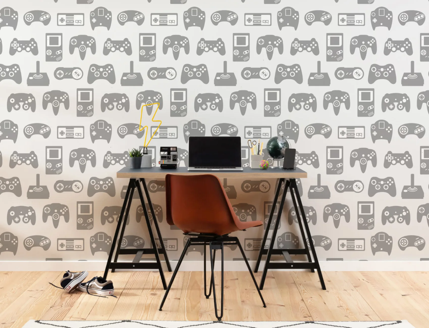 Light Gray Retro Game Wallpaper Mural