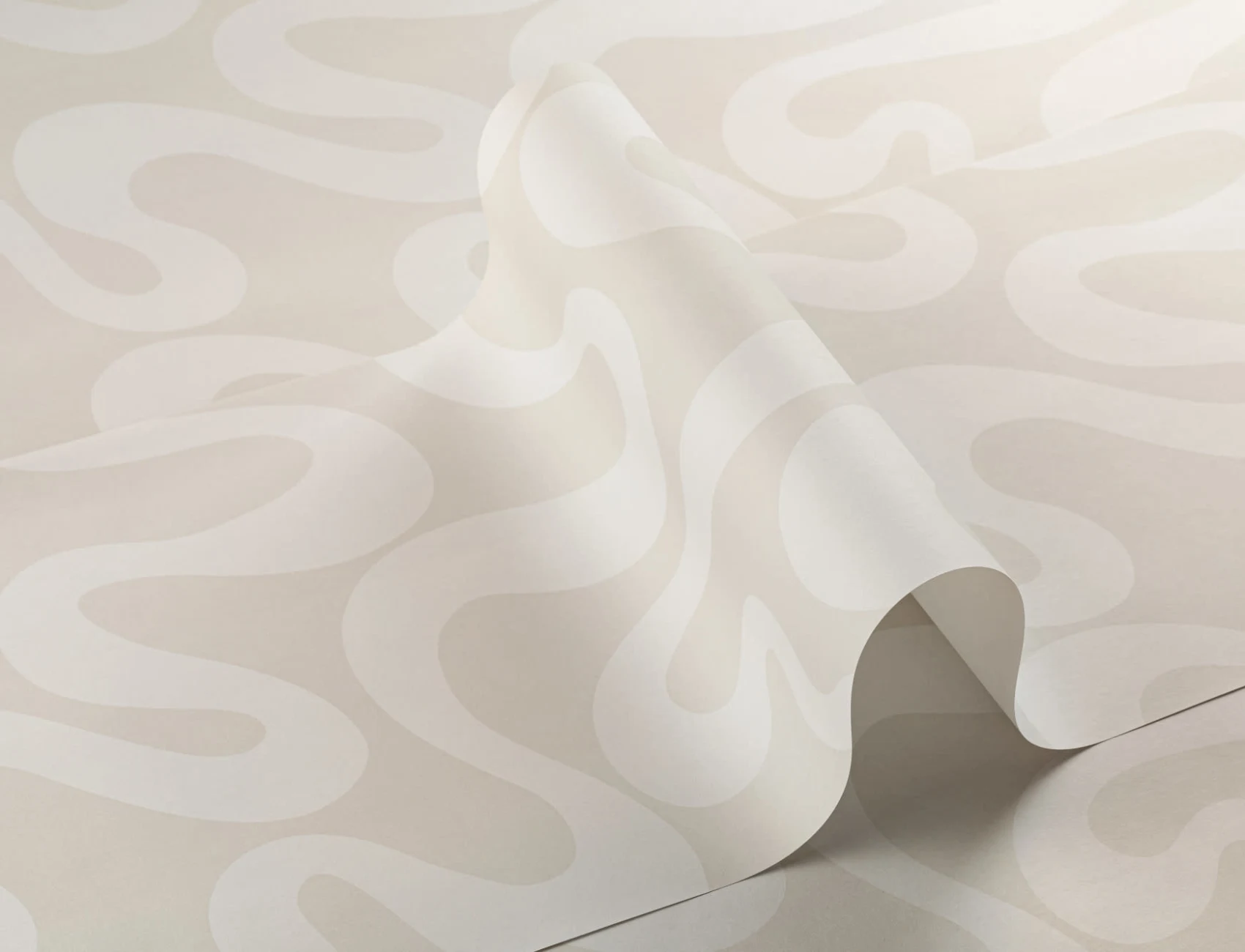 Neutral Groovy Wiggly Lines Repeat Pattern Wallpaper