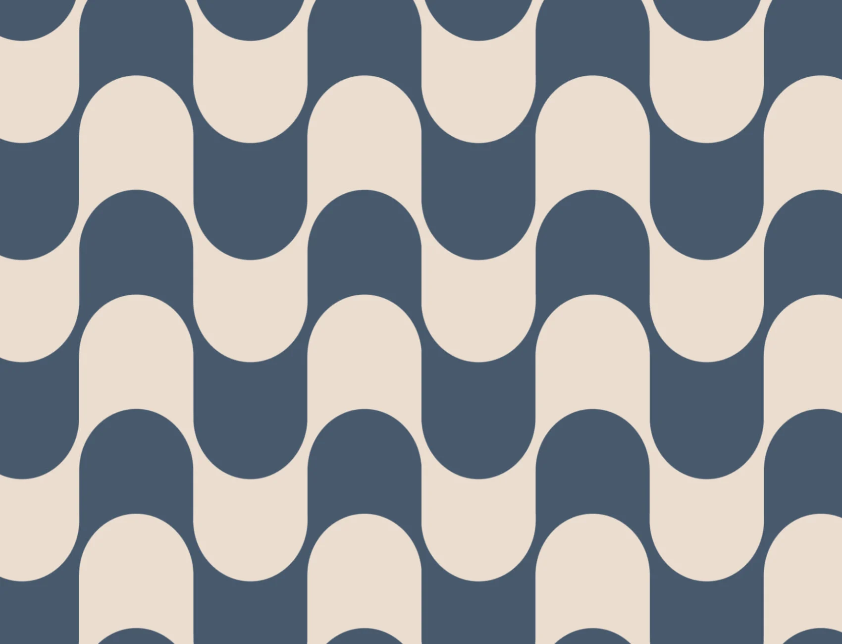 Papier Peint Motif Rétro et Groovy en Bleu Marine et Beige