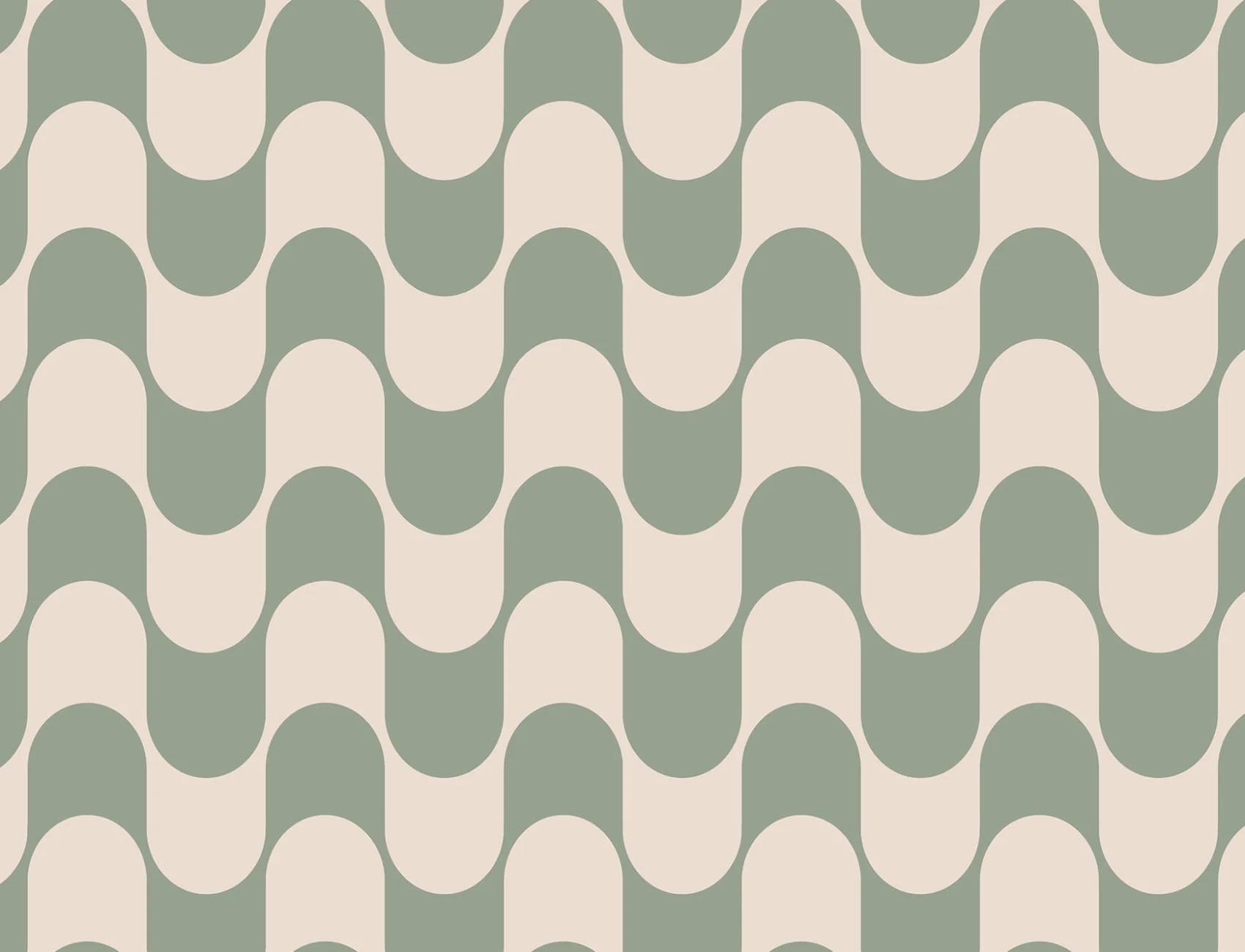 Green Groovy Retro Repeat Pattern Wallpaper