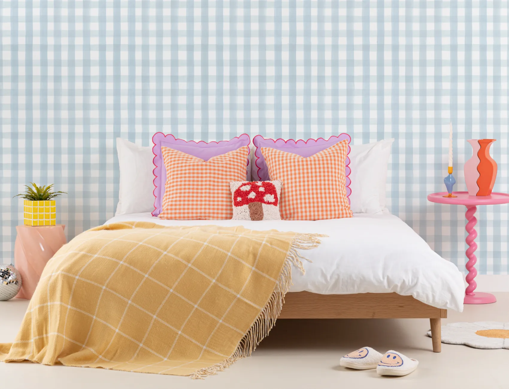 Blå Gingham Bakgrunn