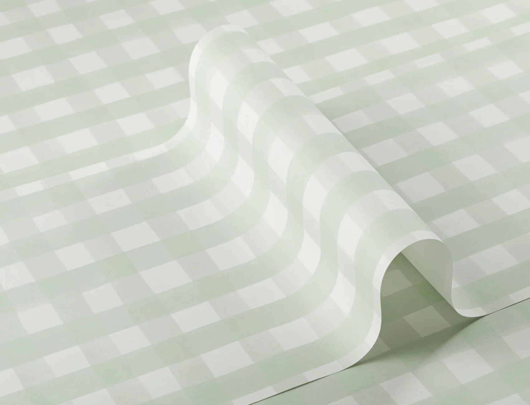 Papel Pintado Cuadros Vichy Blancos y Verdes