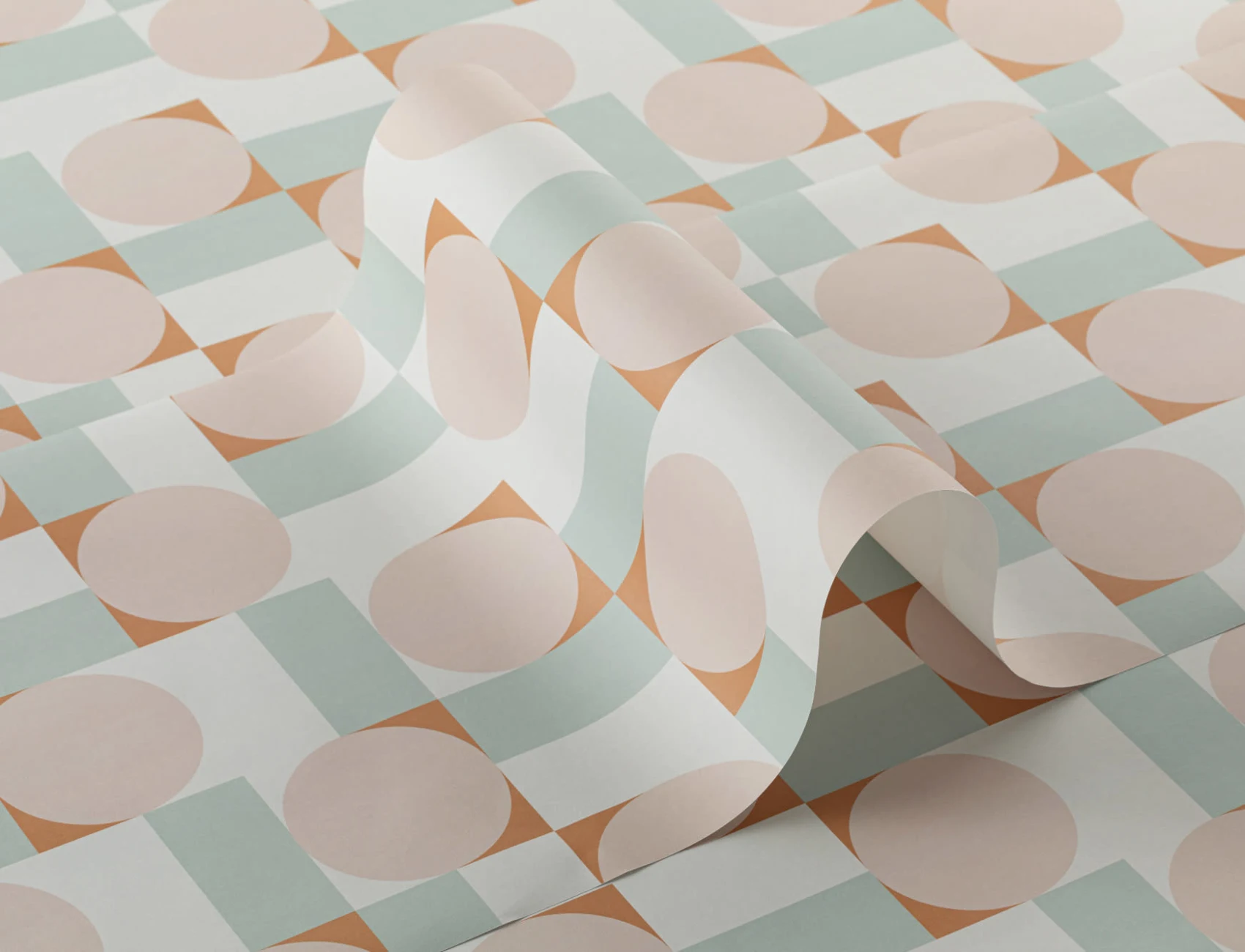 Pink & Blue Pastel Geometric Shapes Tapet