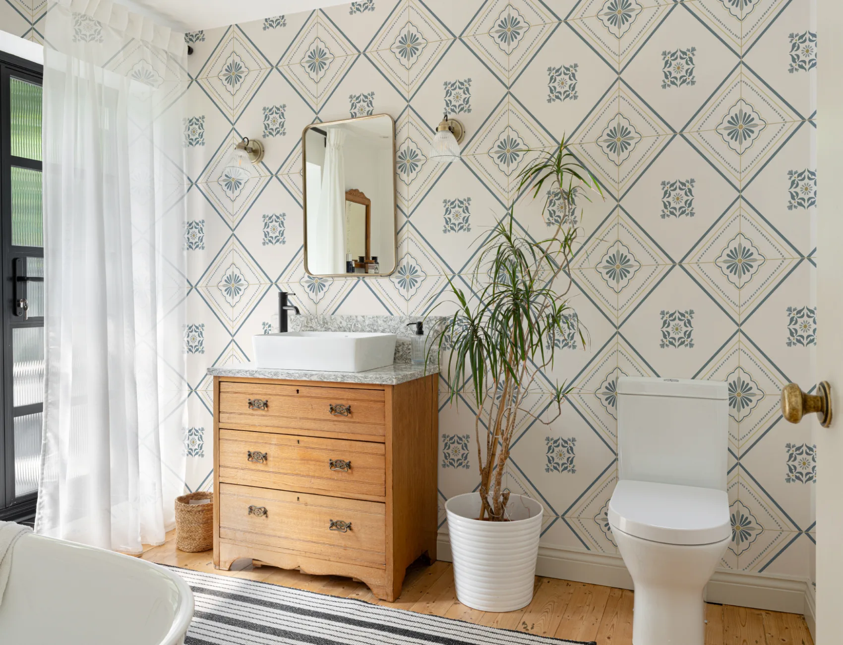 Blue Geometric Tile Classic Wall Mural